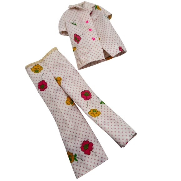 Vtg 1972 Barbie Sweet Dreams Pajamas #3350 2-Piece Set Polka Dot & Floral Design - Picture 3 of 10